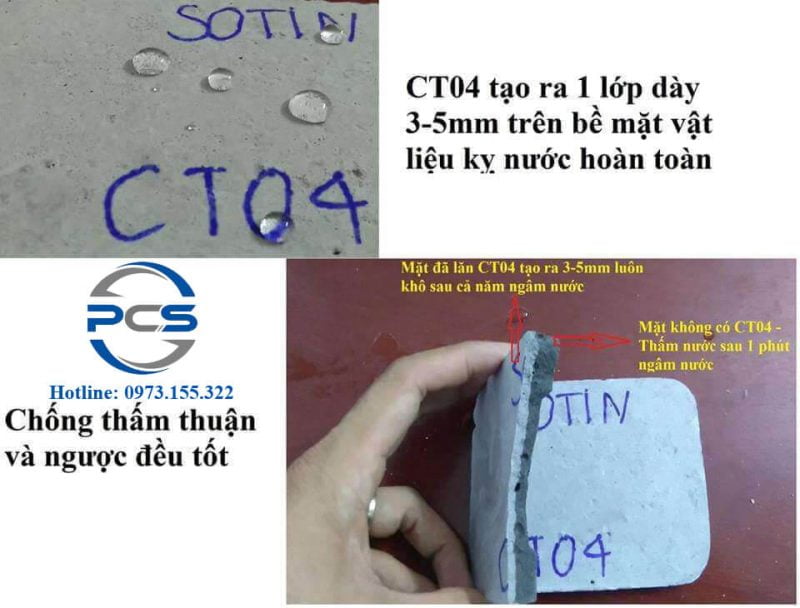Đặc điểm trước và sau khi dùng Sotin CT04