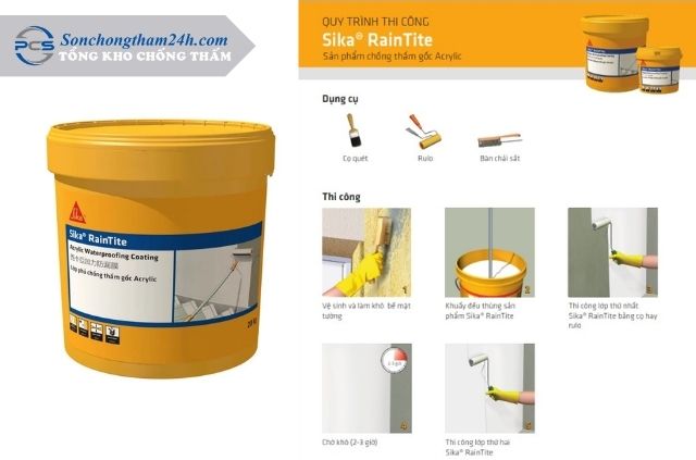 Sika RainTite - Sơn chống thấm tường ngoài gốc Acrylic 10 thi-cong-sika-raintite