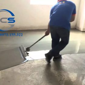 Thi công vữa tự san Munich Grout Leving