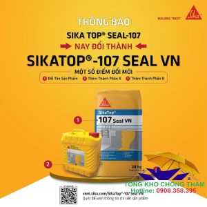 Thông báo thay đổi tên sản phẩm Sika top seal 107 đổi thành sikatop 107 seal VN