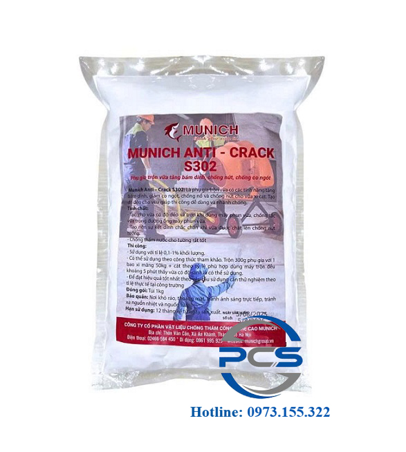 Munich Anti Crack S302 Phụ gia trộn vữa tăng bám dính chống nứt 1 Munich Anti Crack S302 Phụ gia trộn vữa tăng bám dính chống nứt